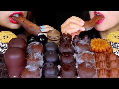 ASMR CHOCOLATE MOCHI ICE CREAM, CHOCOLATE MARSHMALLOWS, GRAPE JELLY, ICE CREAM SANDWICH, YAKGWA 먹방