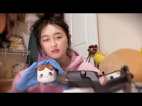 ASMR 🍮 latex gloves & inaudible whispers (layered)