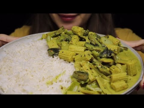ASMR THAI CURRY VEGGIES STEW WITH RICE CRUNCHY MUKBANG no talking CREMA ASMR #asmr #mukbang #thai