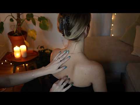 ASMR 💫 Real Person Back Scratching & Tracing, Hair Play, Hair Brushing w/ Morgan (Whisper)