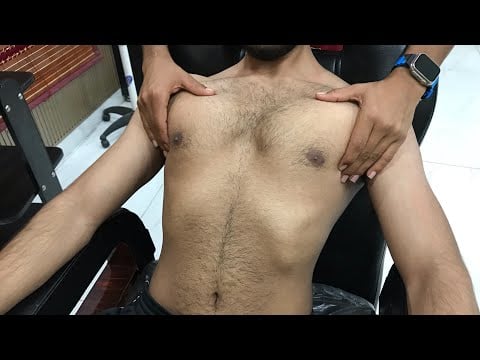 Chest & Belly ASMR Massage Tapping For Muscular Body 💈 Relaxing Barber Experience at Beyond