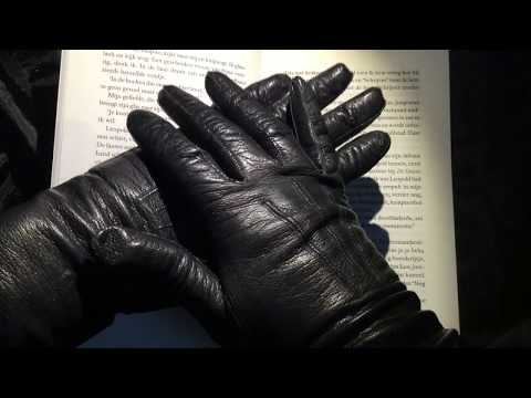 LEATHER GLOVES 🙏📖👓 Reading in Dutch 💋 with Rain ☔ 🎧 (～o～)~zZ  [[ASMR]]