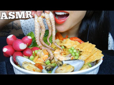 ASMR ส้มตำซีฟู้ด SEAFOOD THAI SPICY PAPAYA SALAD + FRESH VEGGIES (EATING SOUND)NO TALKING | SAS-ASMR