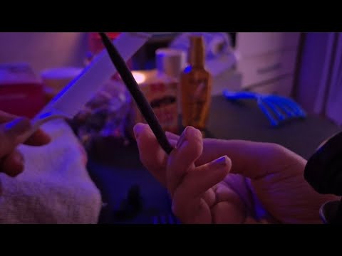 ASMR Tratamento de couro cabeludo e cabelo para antiqueda: shampoo, água, pentes, massageadores,óleo