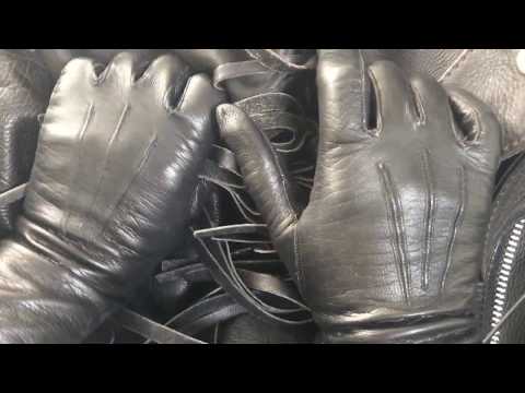 LEATHER GLOVES 🙌  Beautiful sound of Leather 💘 Jacket and Long Leather Gloves🎧  [[ASMR]]