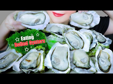 ASMR EATING BOILED CANADIAN OYSTERS AND SEA GRAPES EATING SOUNDS | LINH-ASMR