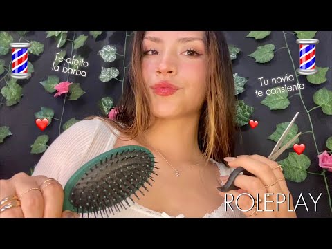 ❤️ASMR Roleplay💈 TU NOVIA TE CORTA Y AFEITA LA BARBA 🥺