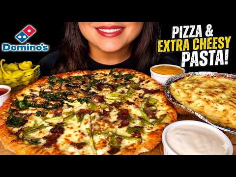 ASMR DOMINO'S PIZZA & EXTRA CHEESY PASTA MUKBANG | NO TALKING