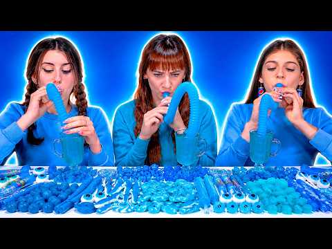 ASMR Eating Only Blue Food, Purple Candy Race Compilation