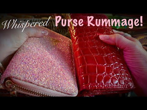ASMR Purse Rummage~Close Up~Fast Paced! (Whispered with gum chewing version) Christmas to Vinyl Bag!