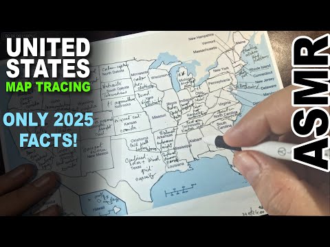 ASMR: Tracing U.S. Map Outline With 2025 Facts for Each State | ASMR map tracing + facts