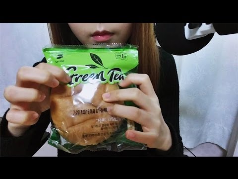 노토킹 ASMR 녹차크림단팥빵 이팅사운드 먹방 Green tea cream red bean bread No Talking Eating sounds mukbang