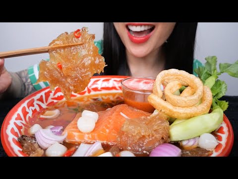 MARINATED SALMON + JELLY FISH (ASMR EATING SOUNDS) NO TALKING | SAS-ASMR