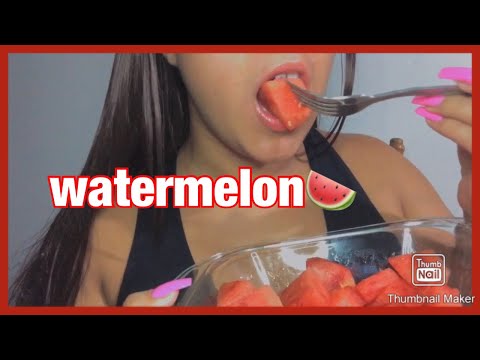 ASMR - Eating Watermelon Up Close