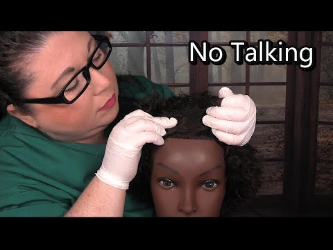 ASMR Scalp Check with Gloves (NO TALKING) (Afro/Kinky Hair, Scalp Massage) Medical Roleplay