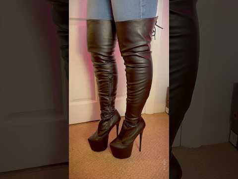 I have 2 pairs of leather boots. Do you prefer 1 or 2?🖤👢 #leather #leatherboots #thighhighboots