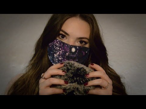 [ASMR] Muffled Mask Whispers & Fluffy Mic Brushing