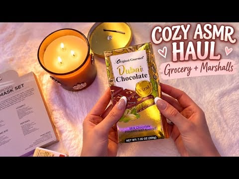 ASMR Cozy Grocery + Marshalls Haul 🕯️ Tapping, Tracing & Crinkles