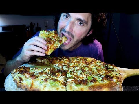 BACON ALFREDO PIZZA ! ASMR ( Real Sounds ) 자막 字幕  ਉਪਸਿਰਲੇਖ | Nomnomsammieboy