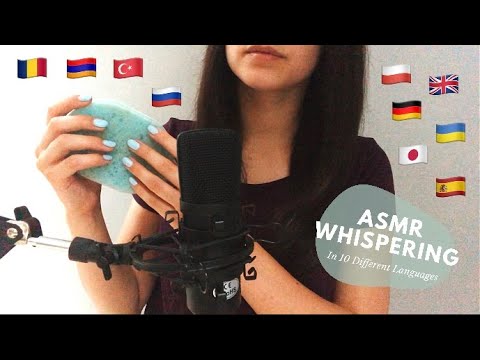 ASMR Whispering ✨Monday🌙 in 10 Lanuages + Scratching