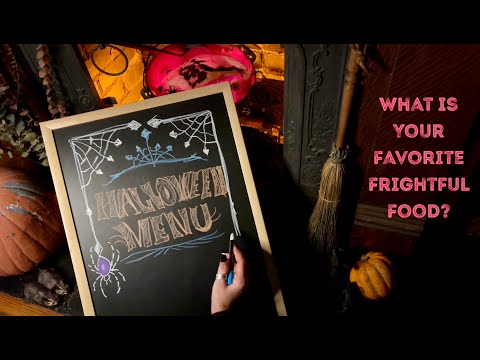 ASMR Frightful Cafe Menu Board! (No talking only) Chalkboard drawing~Boiling Brew (reupload)