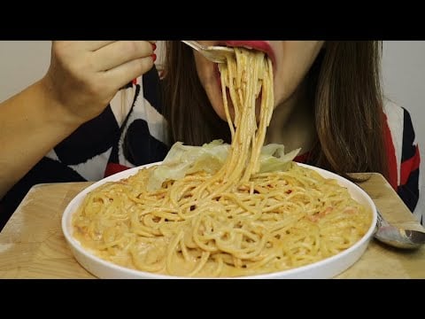 ASMR CREAMY SPAGHETTI ROSA / BIG BITES / PICKLED CABBAGE / no talking / CREMA ASMR #asmr #spaghetti