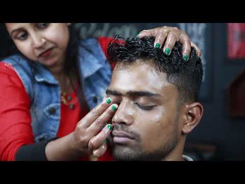 Indian Lady Barber Chaitali Doing Best Relaxing Oily Head Massage ASMR | Tapping & Scratching ASMR