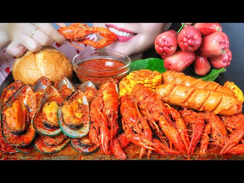 ASMR EATING CRAWFISH X MUSSEL IN CAJUN SAUCE EATING SOUNDS | LINH-ASMR