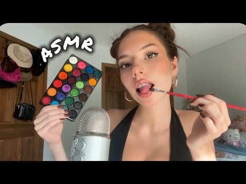  ASMR spit painting with different items 