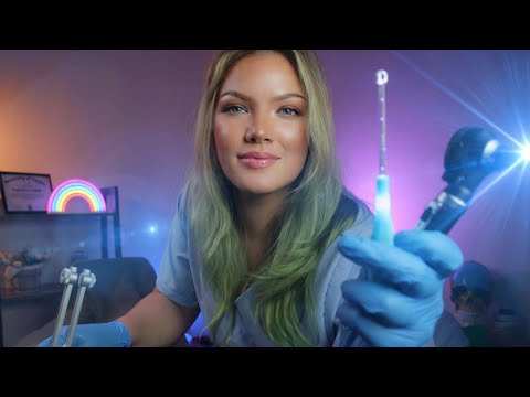 ASMR Hospital Nurse Ear, Otoscope, Eye, Cranial Nerve, Full Body, Exam in Bed,  ALL AROUND YOU