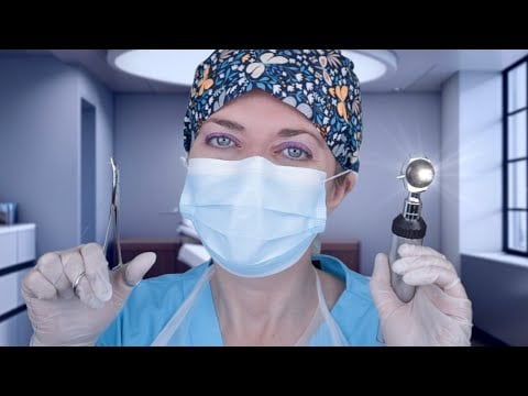 ASMR Ear Exam & Ear Lobe Repair Surgery - Otoscope, Ear Drops, Latex Gloves, Crinkles, Ear Touching