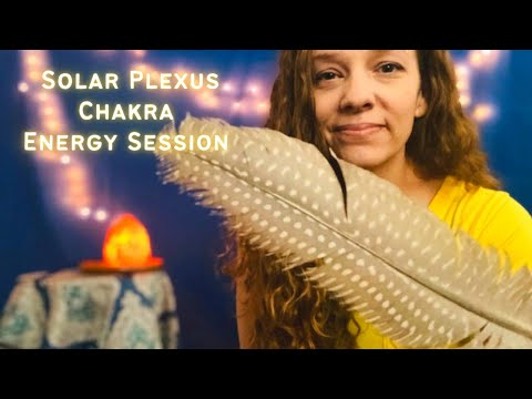 ASMR Solar Plexus Chakra Balancing-Smoke Cleanse, Feather Brushing, Crystals, Hand Movement & Mantra