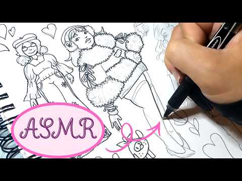 ASMR Outlining an entire Sketchbook page No Talking