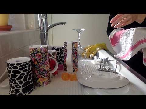 ASMR Mummy Bright Morning Pot Washing in Yellow Rubber Gloves