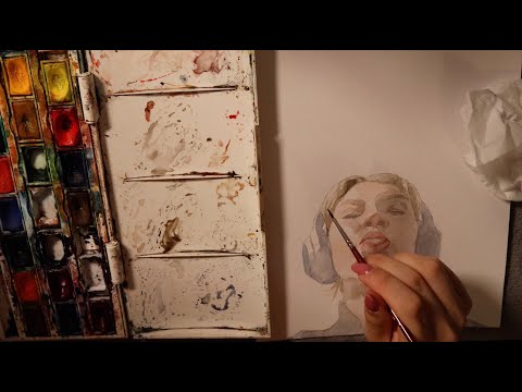 [ASMR] Paint a watercolour portrait with me ~ painting, soft spoken