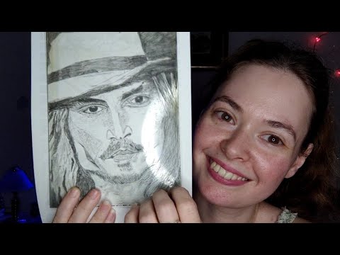 Asmr my drawings of Johnny Depp!!!(tapping, tracing, scratching,paper sounds)