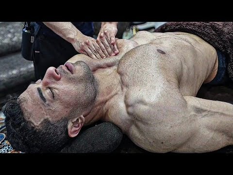 ASMR Bodybuilder Champion Chest Massage & Relaxing Face & Neck Massage