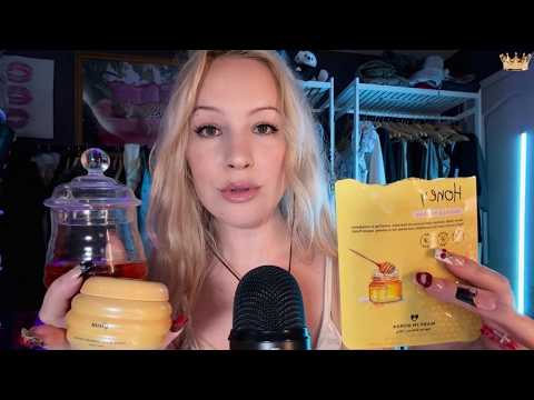ASMR Honey spa 🍯 | face mask, honey spoon, & hair treatment