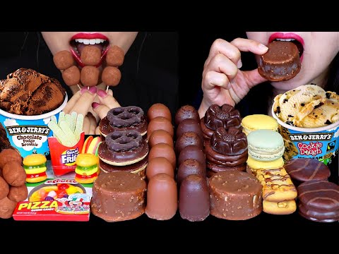 ASMR MINI DESSERTS (CHOCOLATE MARSHMALLOWS, GUMMY BURGER, PIZZA, FRIES, HOTDOG, ICE CREAM, MACARON먹방