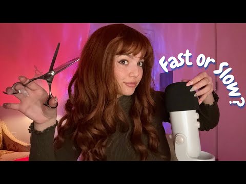 ASMR | Fast and Aggressive Vs Slow and Gentle ASMR (Mouth Sounds, Haircut Roleplay, Visuals, +)