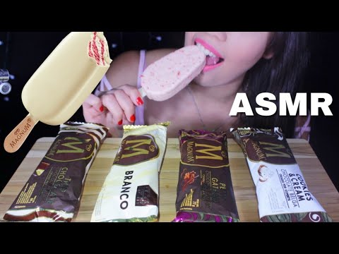 ASMR Comendo Picolés Magnum DIFERENTES - Sons extremamente crocantes