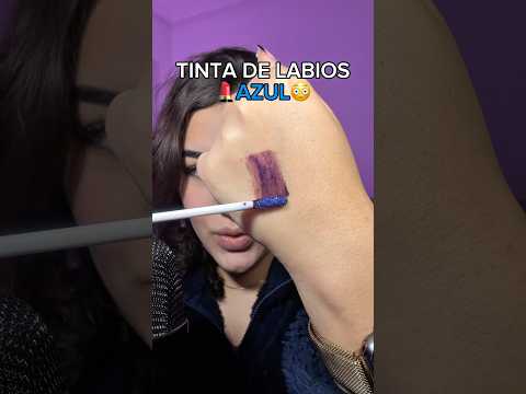 Probando TINTA DE LABIOS AZUL 😳💙 #asmr #lipstick