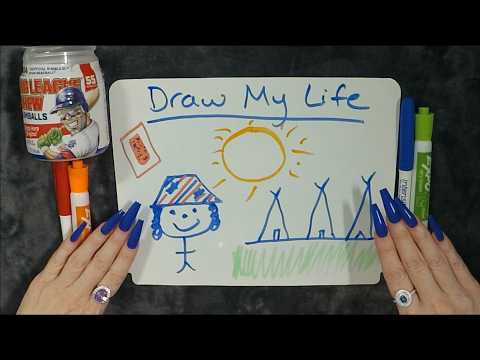 ASMR Gum Chewing Draw My Life | Childhood Summer Camp Edition | Whispered
