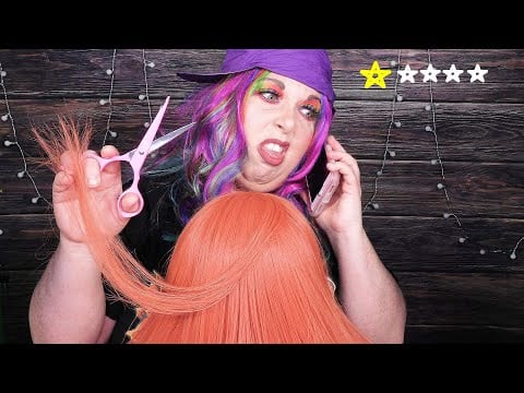 ASMR Worst Reviewed Hair Salon Roleplay (Haircut, Scalp Massage, B*tchy) Rude Hairdresser RP
