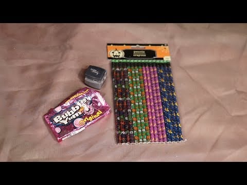 SHARPENING HALLOWEEN PENCILS ASMR BUBBA YUM CHEWING GUM SOUNDS