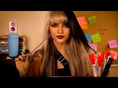 Flirty Goth Girl At The Back Of The Class is Obsessed With YOU | ASMR (drawing you)