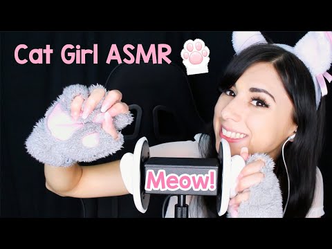 ASMR Ear Massage for Sleep & Tingles 🐱 Fluffy Paws 🐱 | 3dio Ear to Ear Sounds | CAT GIRL NEKO