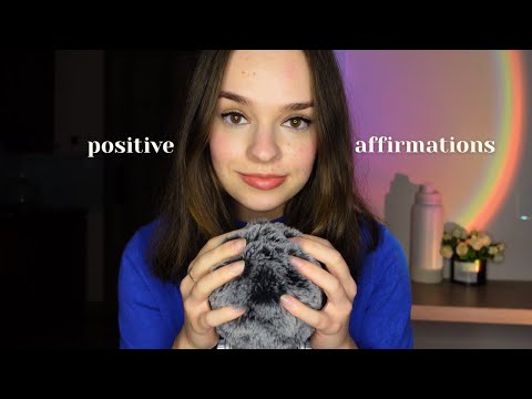 ASMR positive affirmations for stress relief 🫶 (with fluffy mic brushing)