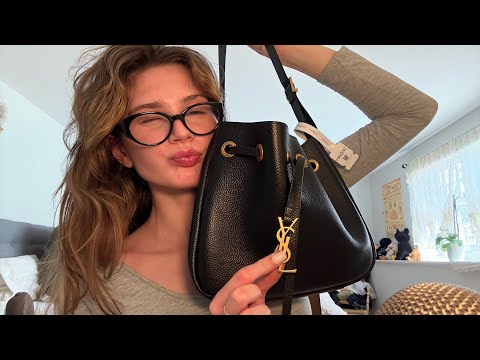 ASMR fast and aggressive “what’s in my bag” build up tapping (tapping, scratching, mouth sounds)