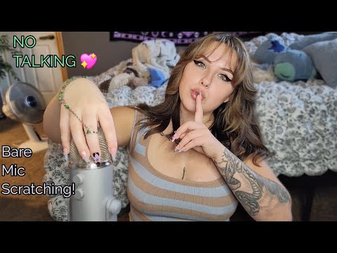 ASMR- 20+ Min BARE Mic Scratching LONG Nails! No Talking 💖